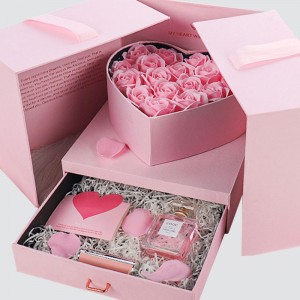 Kundengebundene Blumen-Kosmetik-Geschenk-Fach-Qualitäts-Seil-Überraschungs-Geschenkbox